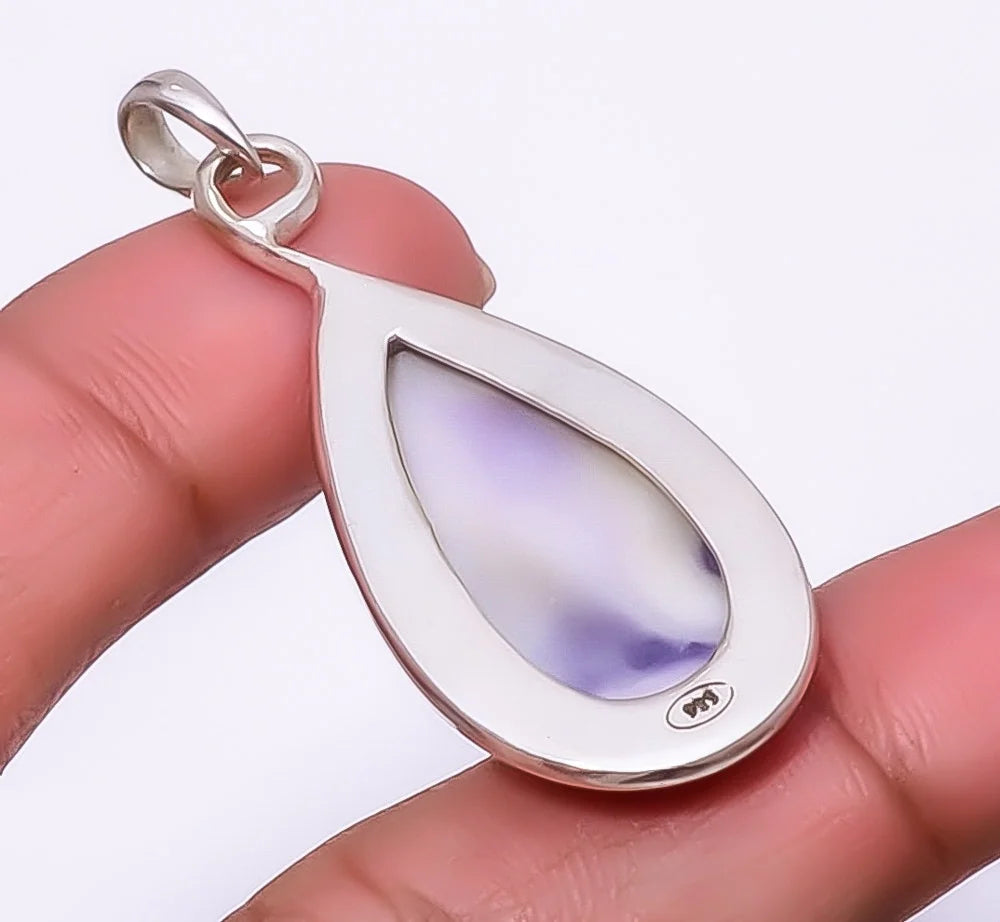 Tiffany Stone 925 Silver Plated Pendant 1.95" V390