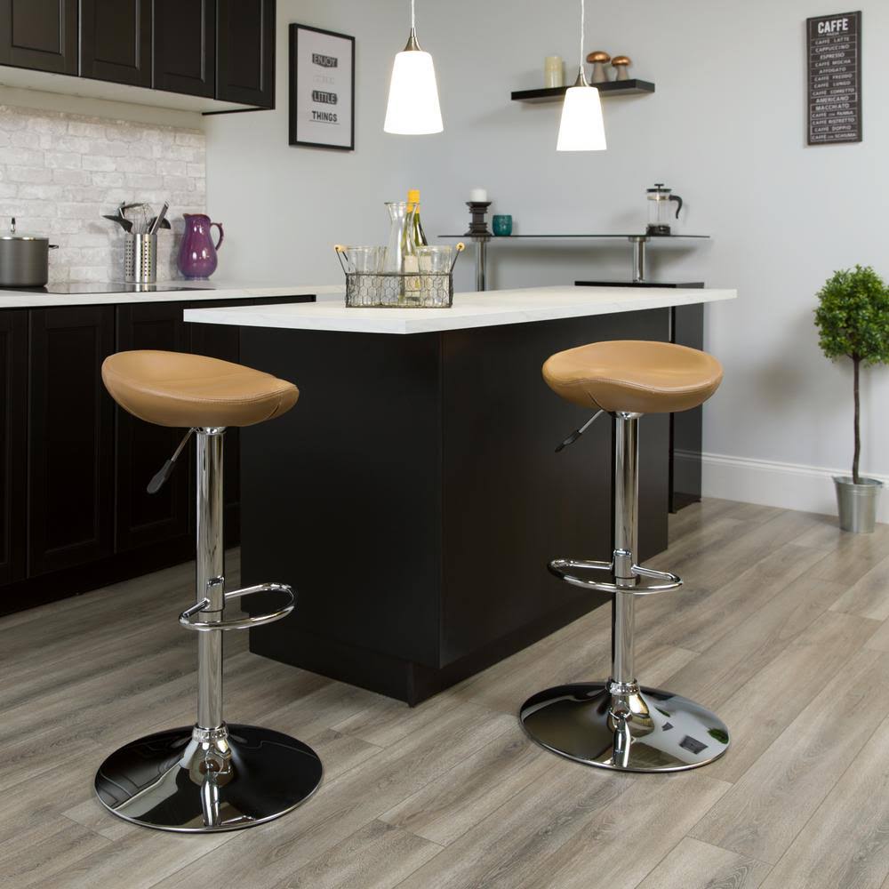 Cappuccino Vinyl Adjustable Height Barstool with Chrome Base I132