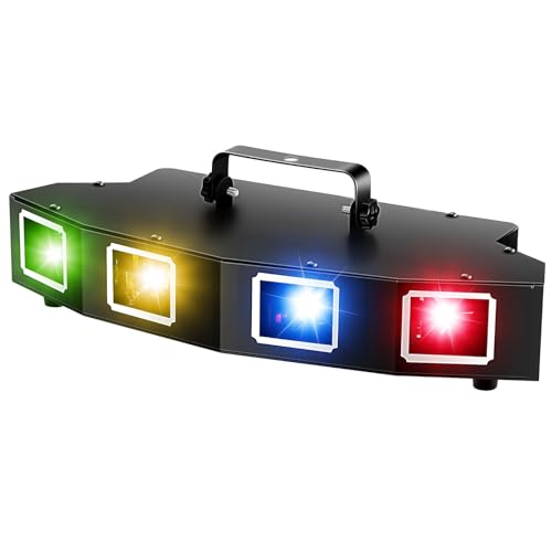 5 Beam Sound Activated DJ Party Lights RGBYC LED Music Projector with Remote Control DMX N239218