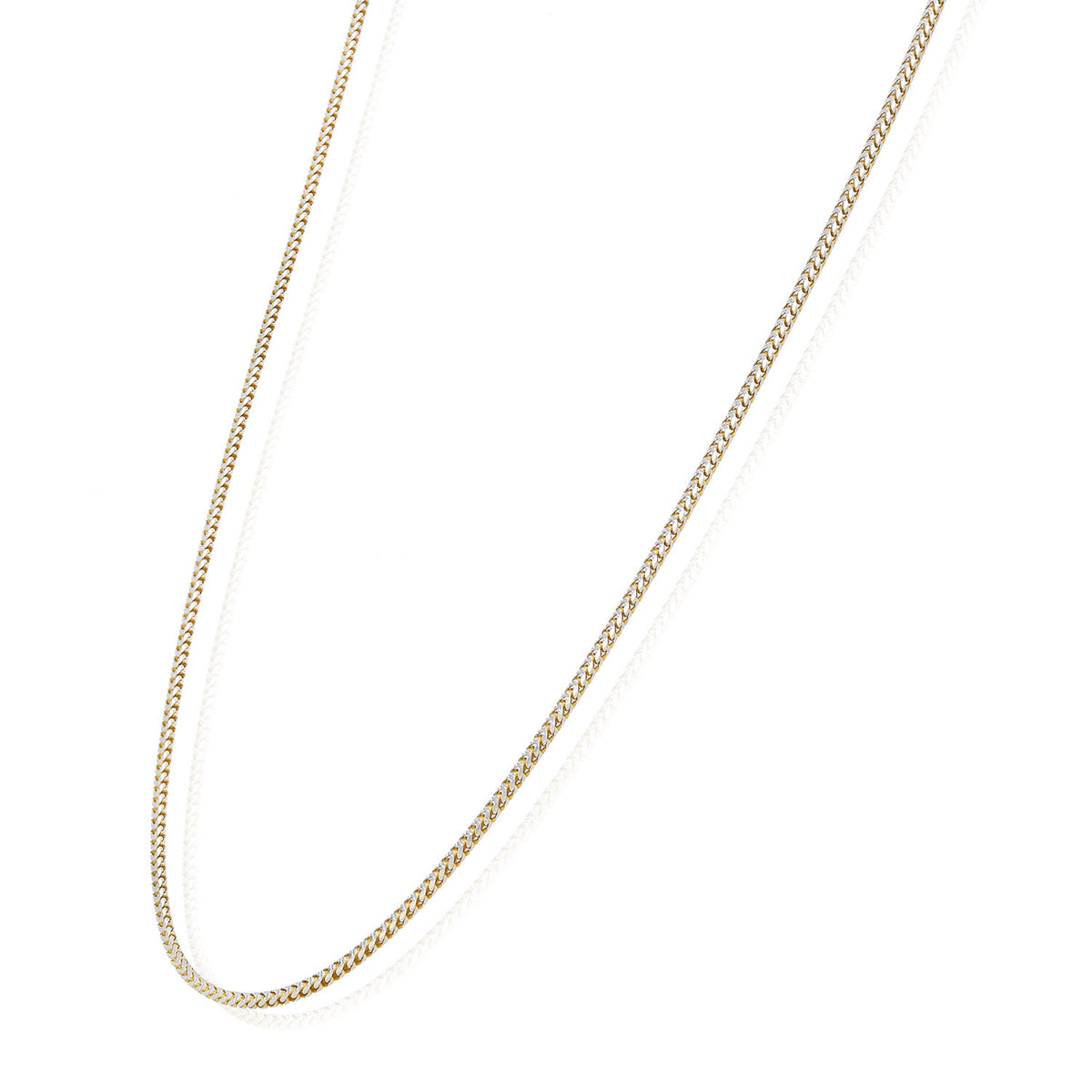 Solid 18K Yellow Gold Over Silver 1.4mm White Pave Franco Chain Necklace 16-24" Z91430