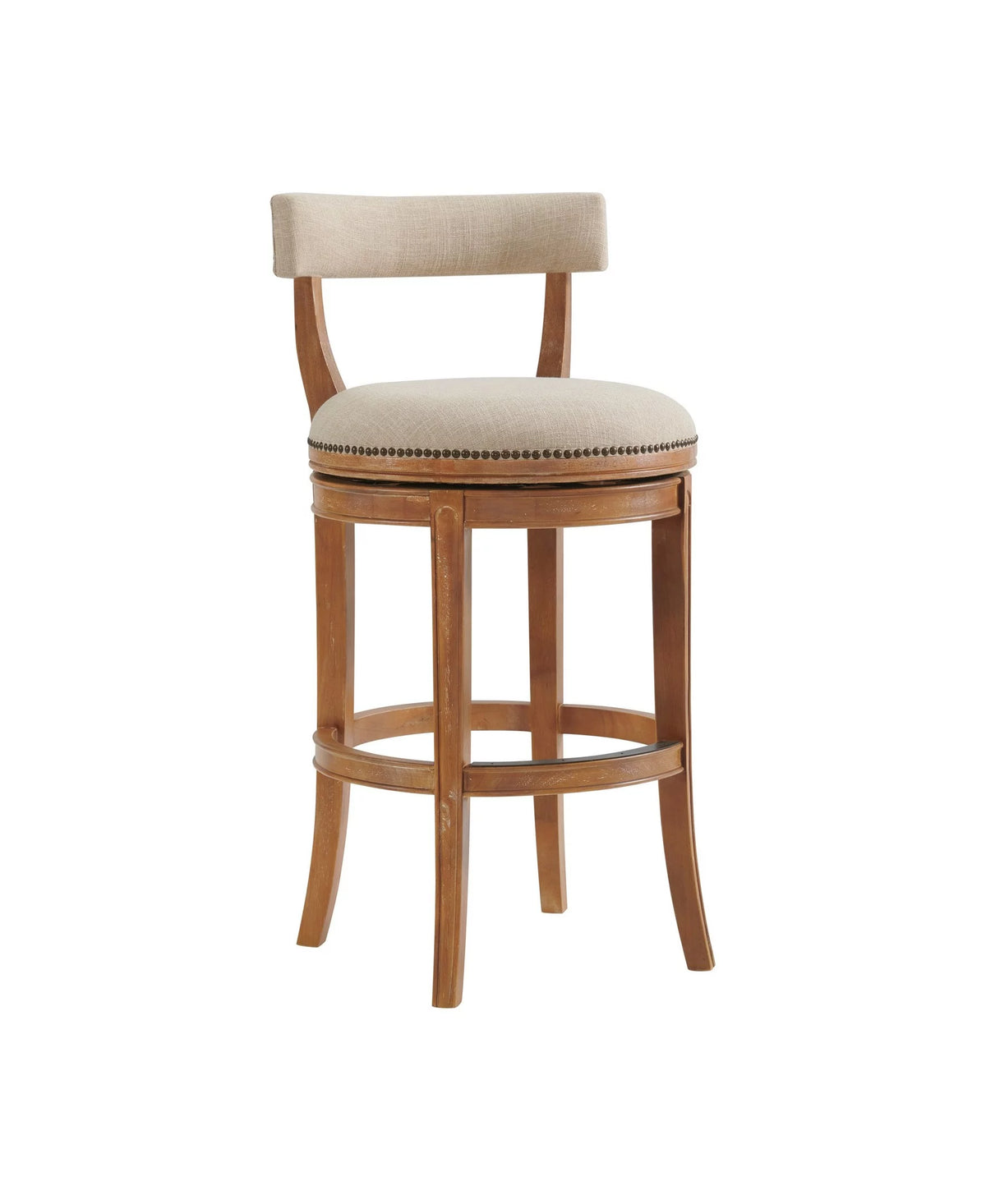 Weathered Brown and Beige Swivel Bar Stool X619