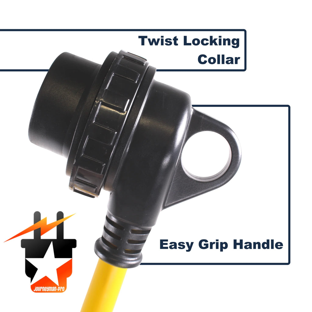 30A RV Power Extension Cord, Black Grip Handle, 15 Feet O3367