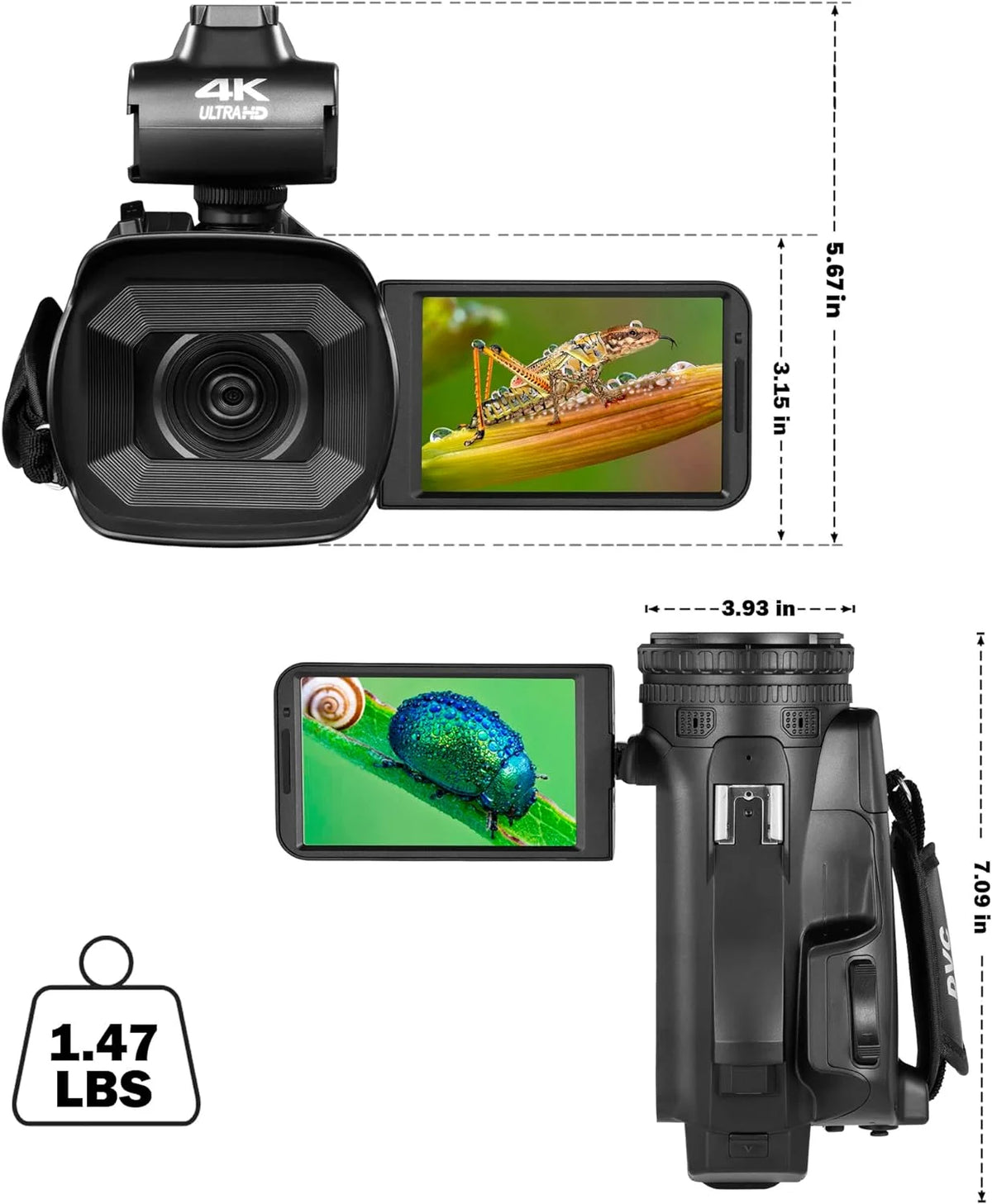 4k Video Camera Camcorder with 18X Digital Zoom, 64MP, 4.0-inch Rotating Touchscreen, 64GB SD Card, Black Q511