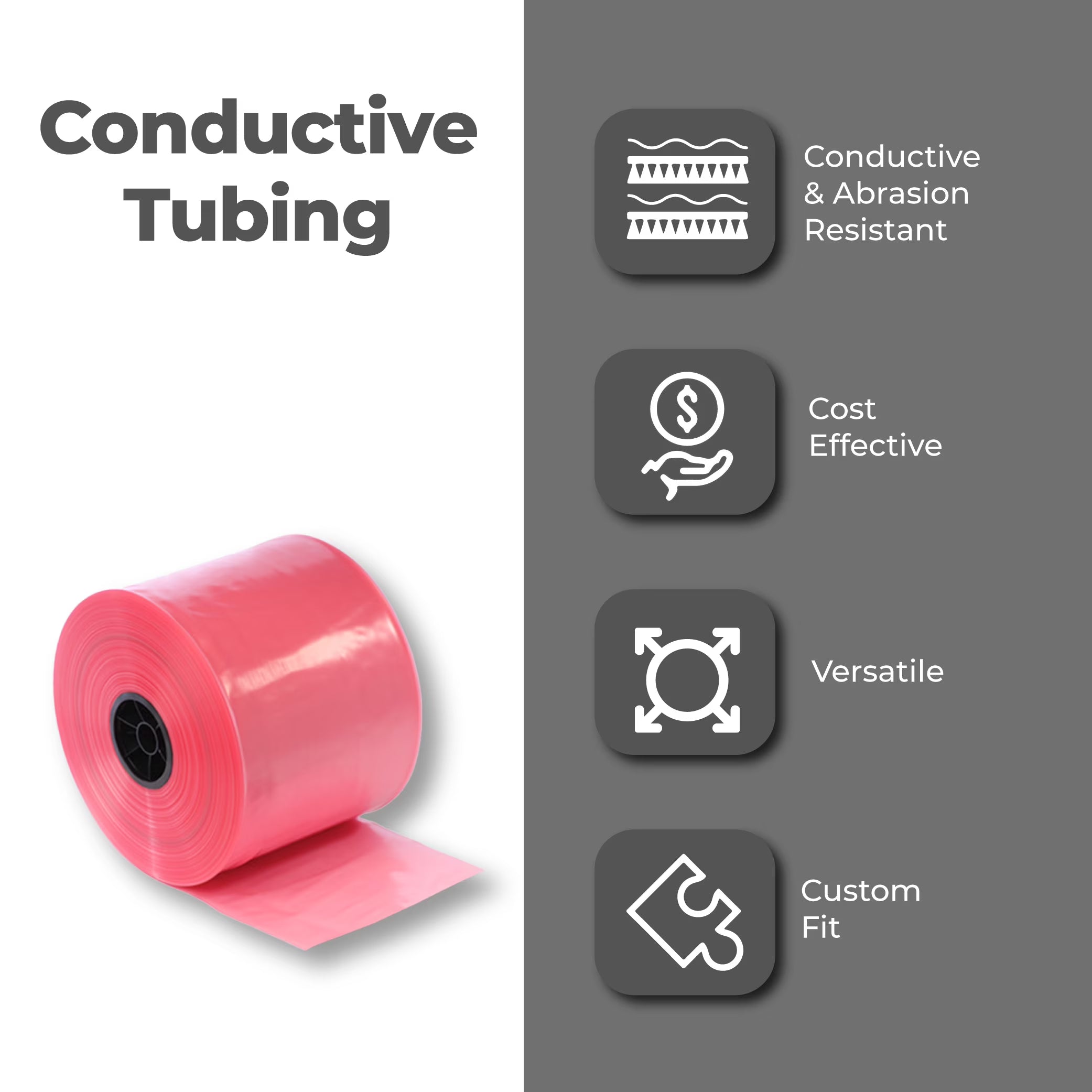 12'x750" Anti-Static Poly Tubing Roll 4 Mil, Pink, 1 Roll A107