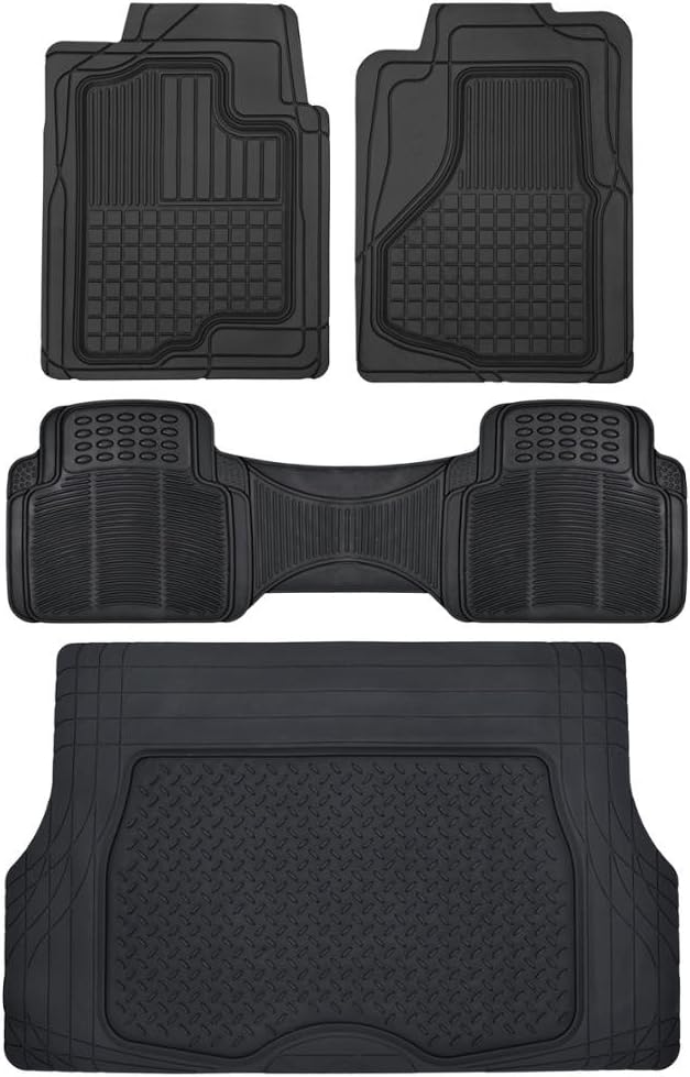 Heavy Duty Rubber Floor Mats (2 Front, 1 Liner & Cargo Mat) X740592