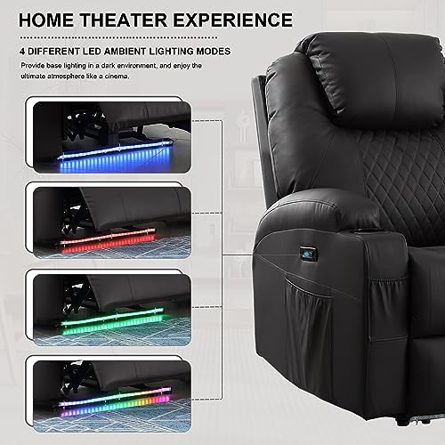 Brown PU Leather Power Recliner Chair with Heat and Massage S130