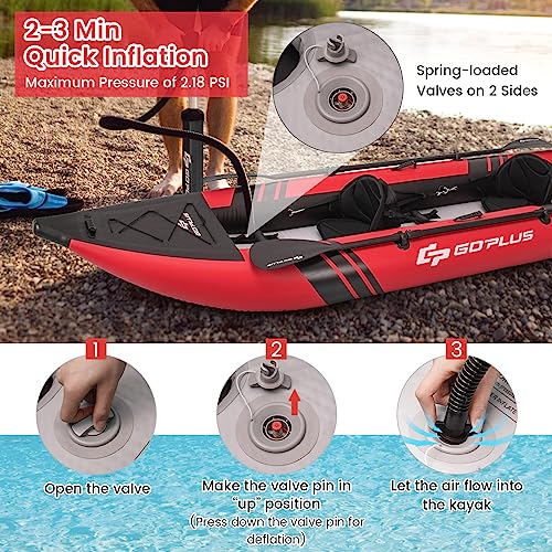2-person Inflatable Kayak with Aluminium Oars, EVA Padded Seat, Hand Pump, Carry Bag D108932