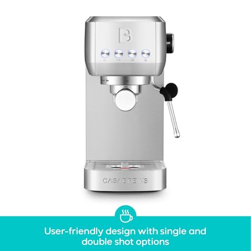 Stainless Steel Espresso Machine 20 Bar with Steam Frother 43.9oz Water Tank B314