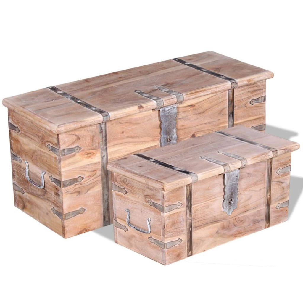 2 Piece Acacia Wood Storage Chest Set R45399