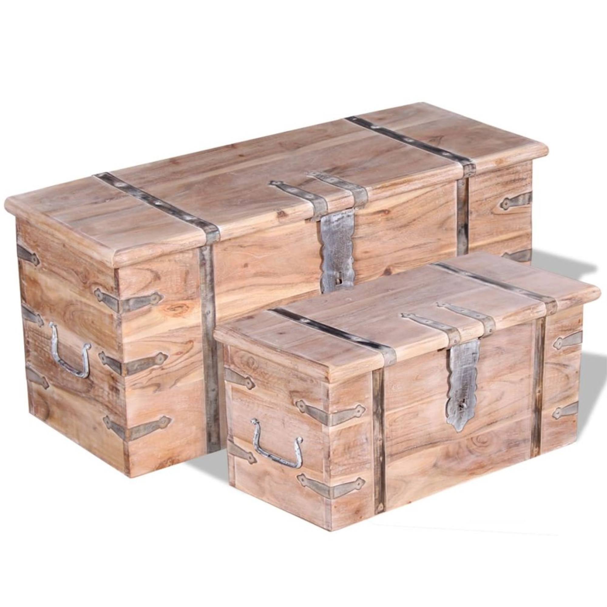2 Piece Acacia Wood Storage Chest Set R45399