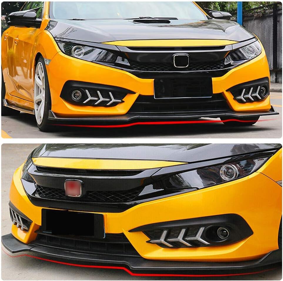 3pcs Front Bumper Lip Splitter Black Trim Protection Spoiler L85905