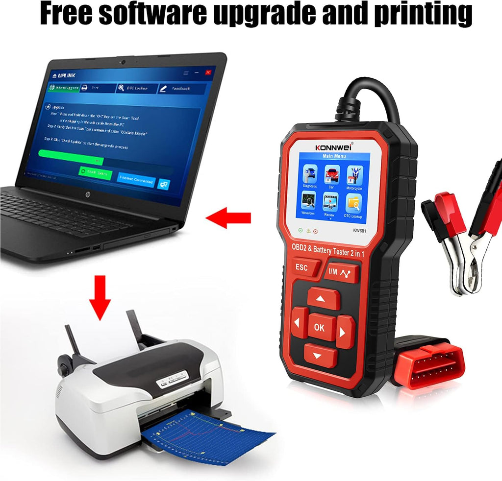 OBD2 Scanner Battery Load Tester 2 in 1 Automotive Diagnostic Scan Tool Pack of 2 F9558