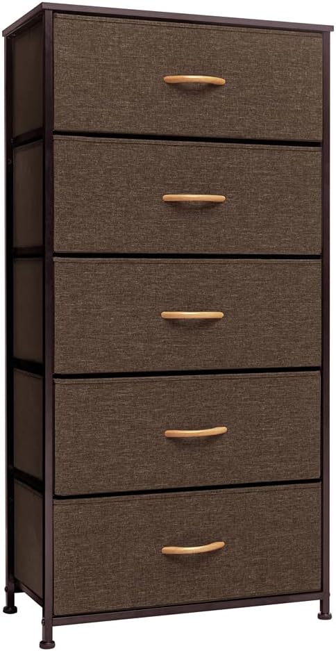 5 Drawers Gray Fabric Dresser with Steel Frame D175