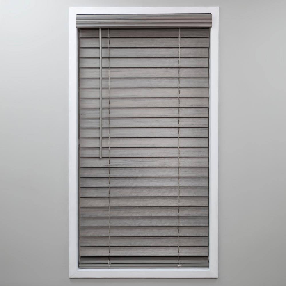 Driftwood Gray Cordless Room Darkening 2 in. PVC Faux Wood Blind 47 in. W x 64 in. L G186337