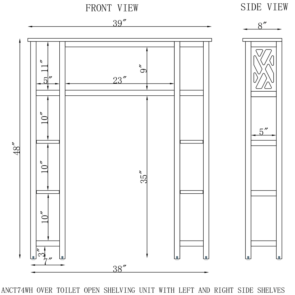 White Bathroom Over Toilet Open Shelving Unit E112754