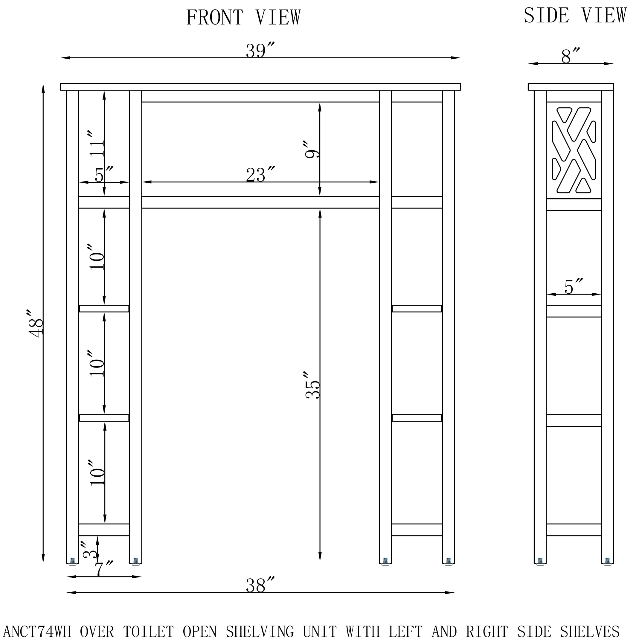 White Bathroom Over Toilet Open Shelving Unit E112754