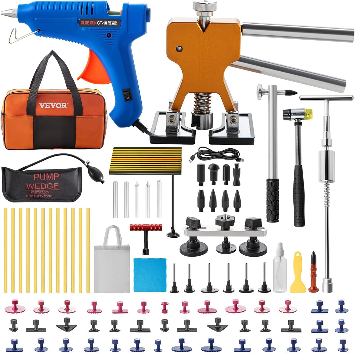 74 Pcs Paintless Dent Repair Kit with Led Baffle Board E7999