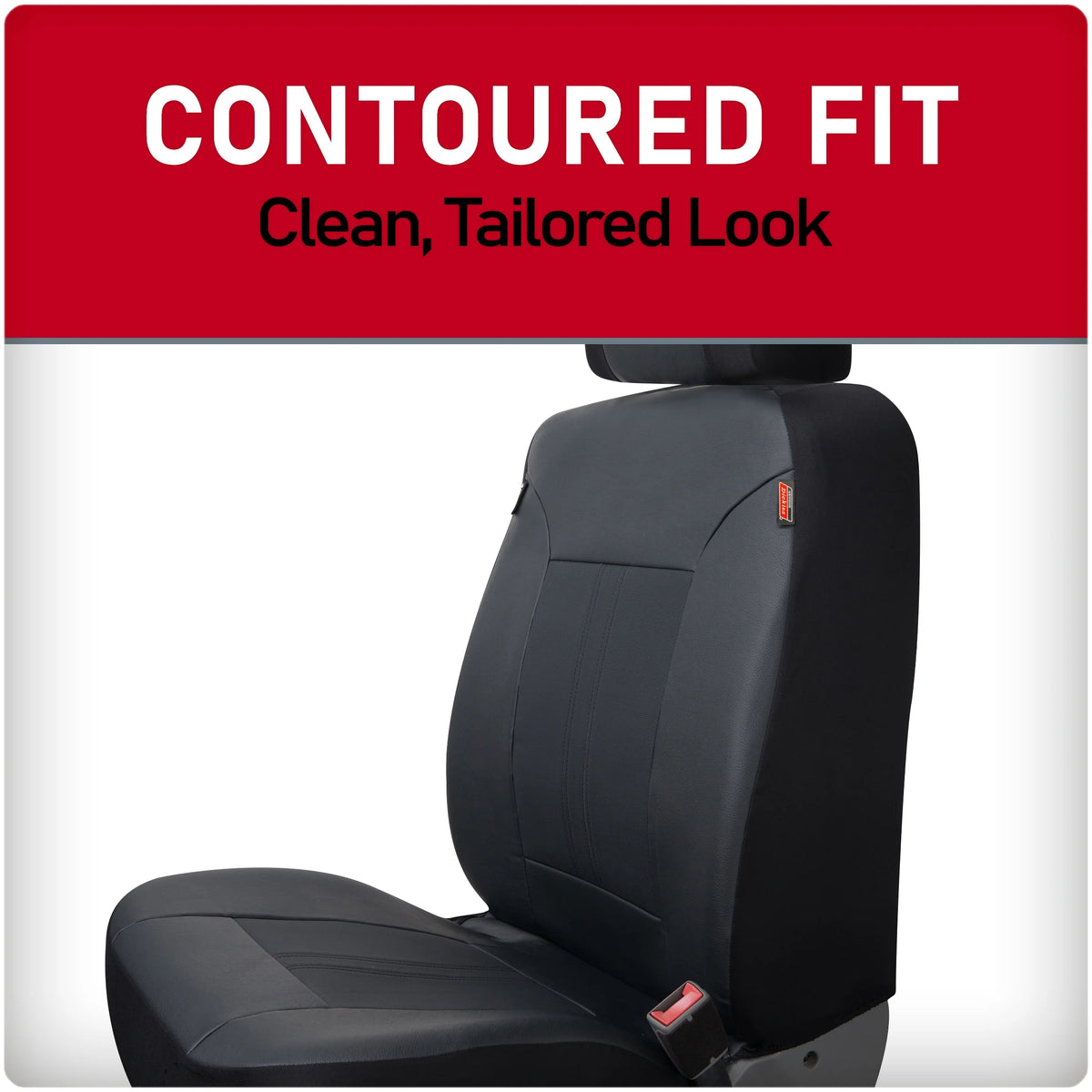 3 Piece Vegan Leather Seat Covers Black V21338