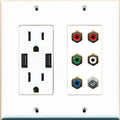 White 15 Amp 125V Power Outlet Wall Plate Y873070