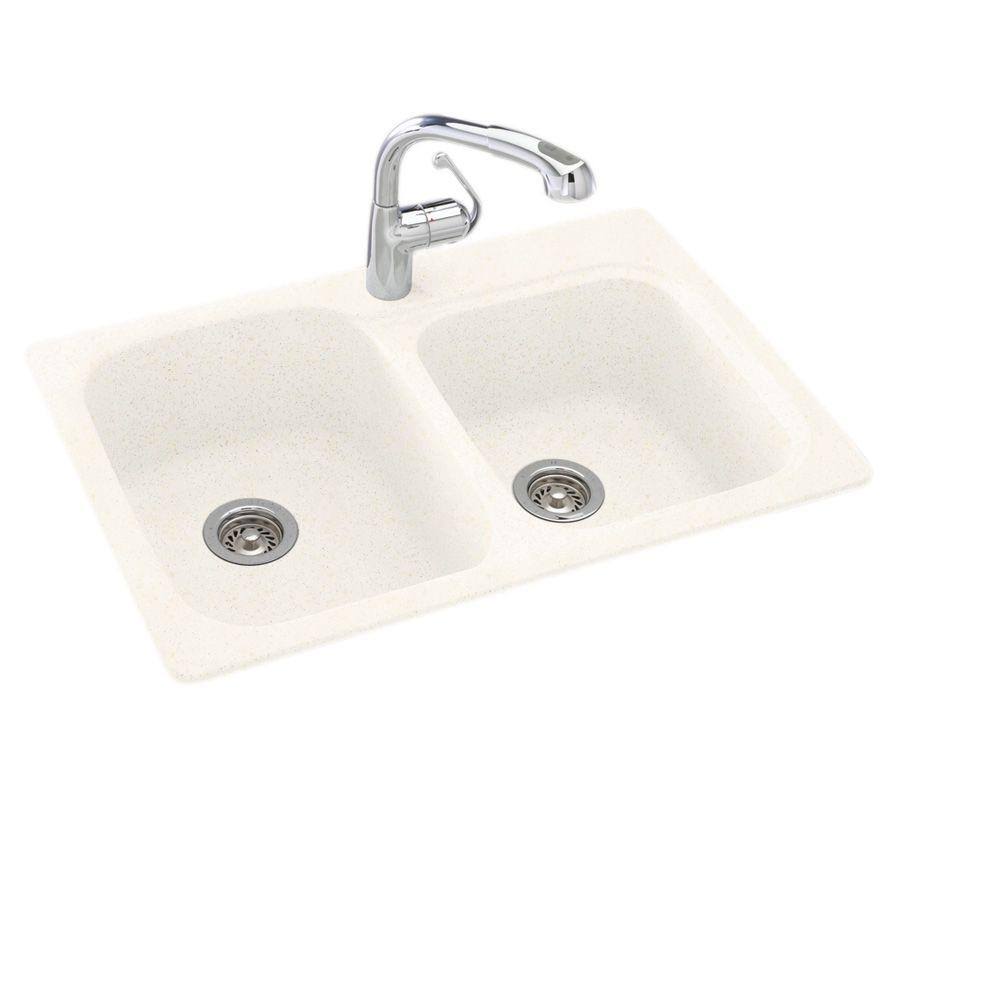Solid Surface Double Basin Drop-in Kitchen Sink S7355