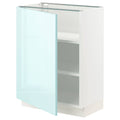 White High Gloss Light Turquoise Base Cabinet with Shelves N194