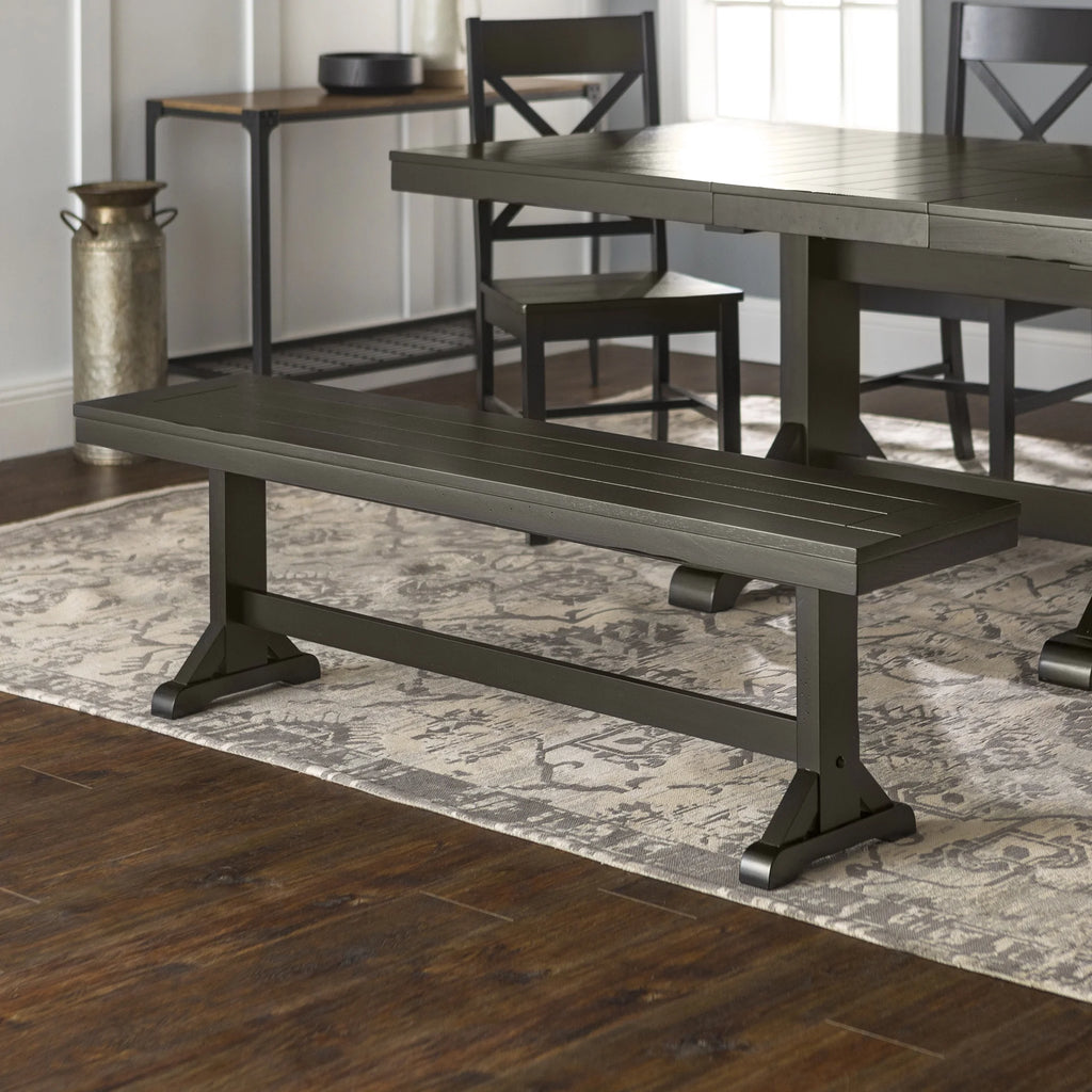 Antique Black Wood Bench I993
