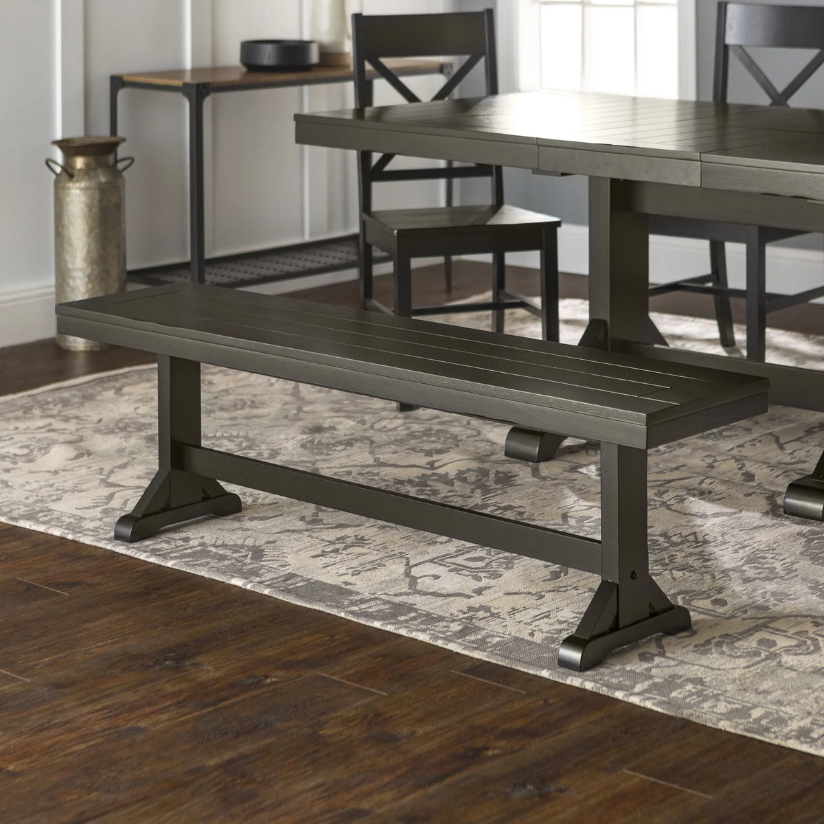Antique Black Wood Bench I993