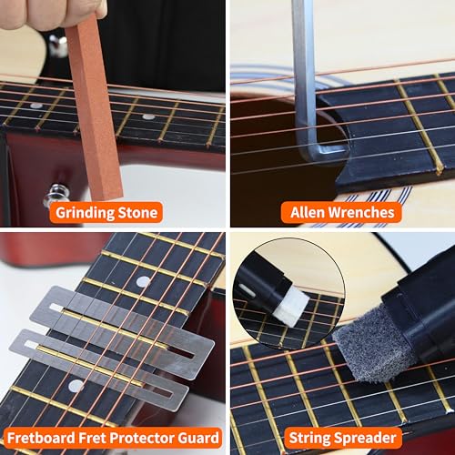 106 Pcs Guitar Tool Kit with Capo Strings Picks Bridge Pins Gauge M698963