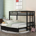 Over King Solid Wood Bunk Bed with Trundle (Espresso) D484