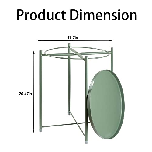 Green Round Metal Tray Side Table D2472