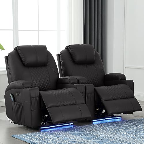 Brown PU Leather Power Recliner Chair with Heat and Massage S130