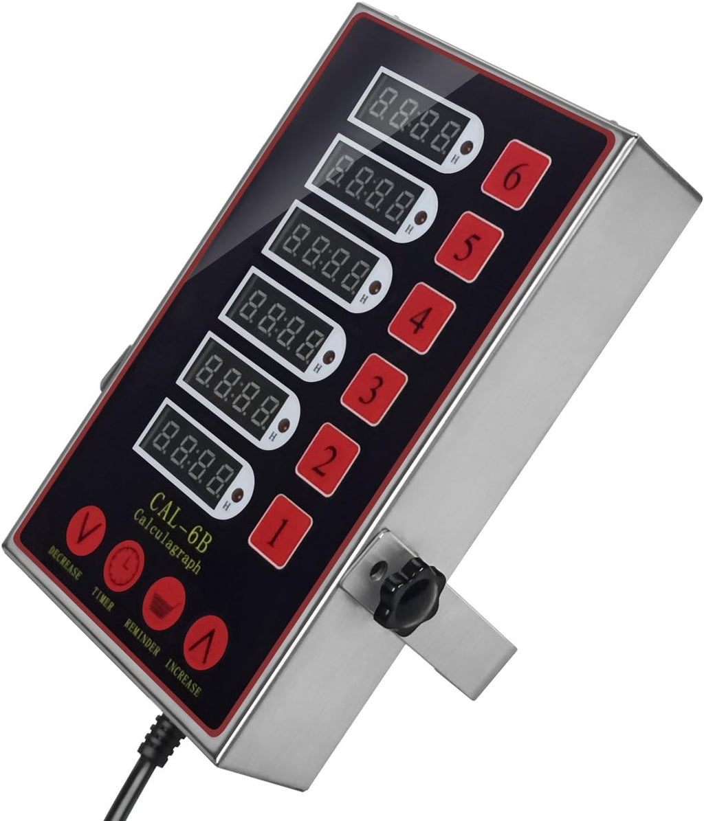 6 Channels Timer Cooking Timers Loud Alarm Clear LED Display Stainless Steel Calculagraph N938