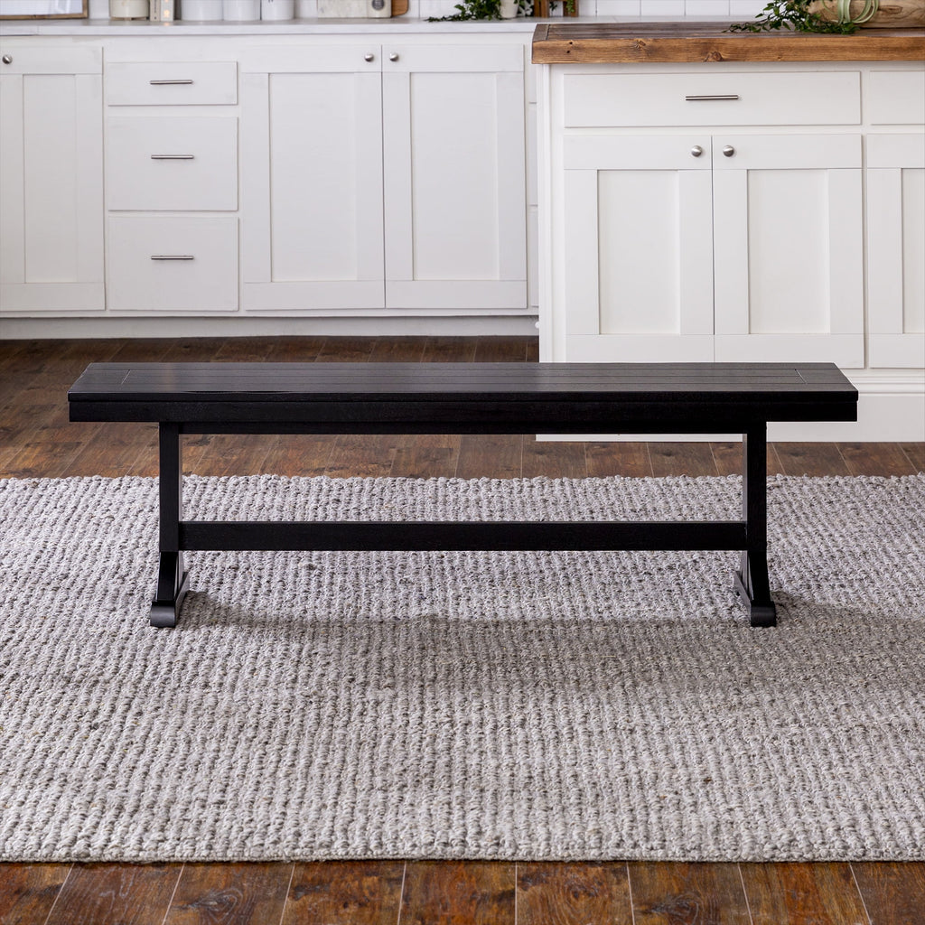 Antique Black Wood Bench I993