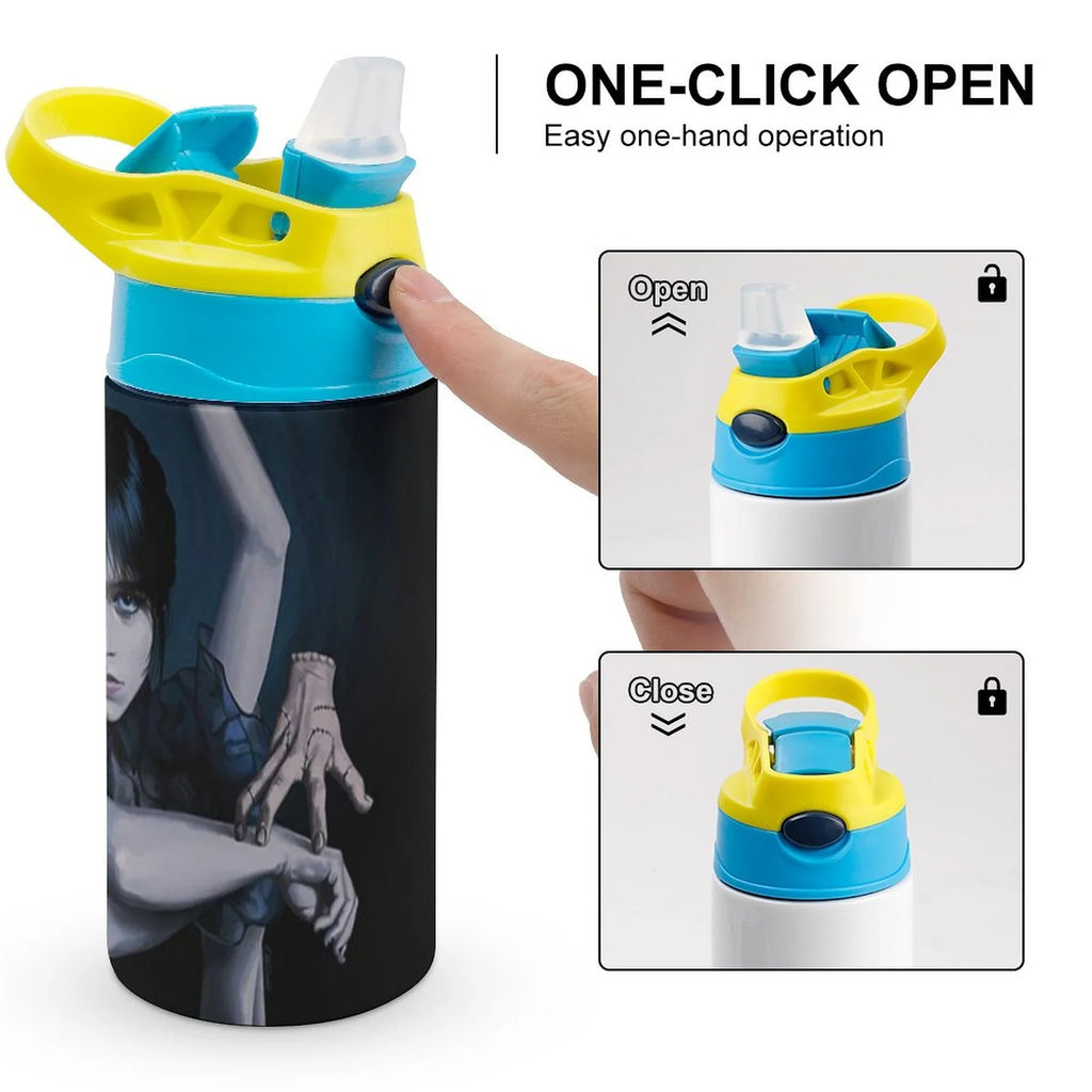 Stainless Steel Water Bottle with Straw G37441
