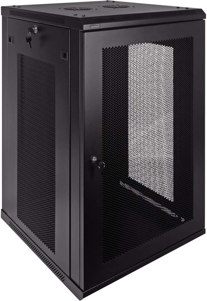 18U Wallmount Cabinet Enclosure 19-Inch Server Network Rack with Locking Perforated Door Black Y744887