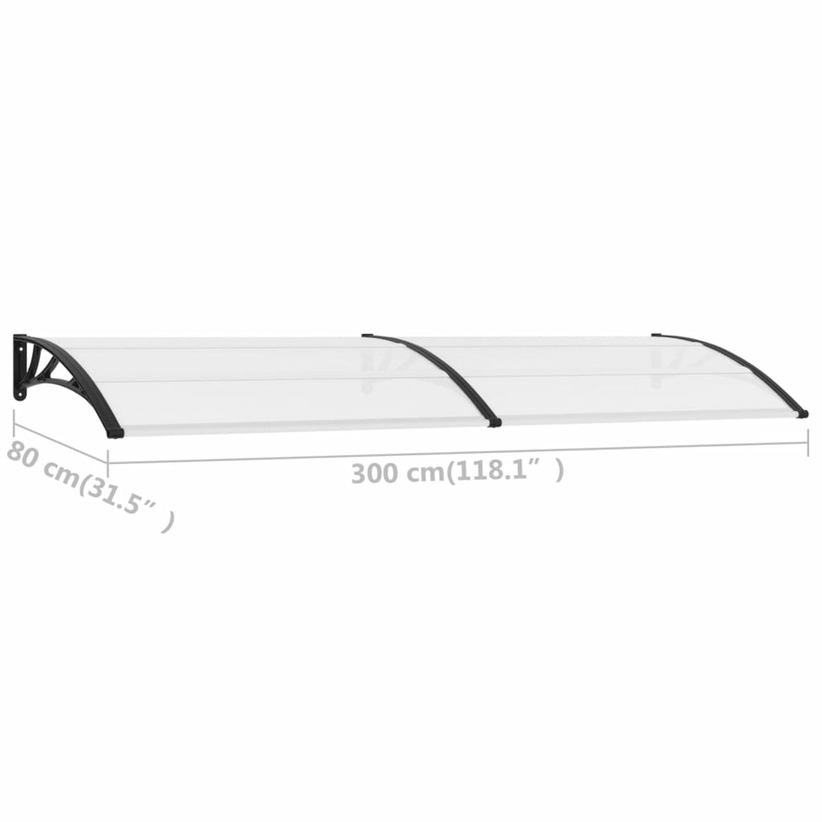Door Canopy Black and Transparent 118.1"x31.5" PC J302015
