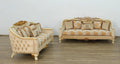Beige Antique Dark Gold Wood Trim Sofa Set L3575