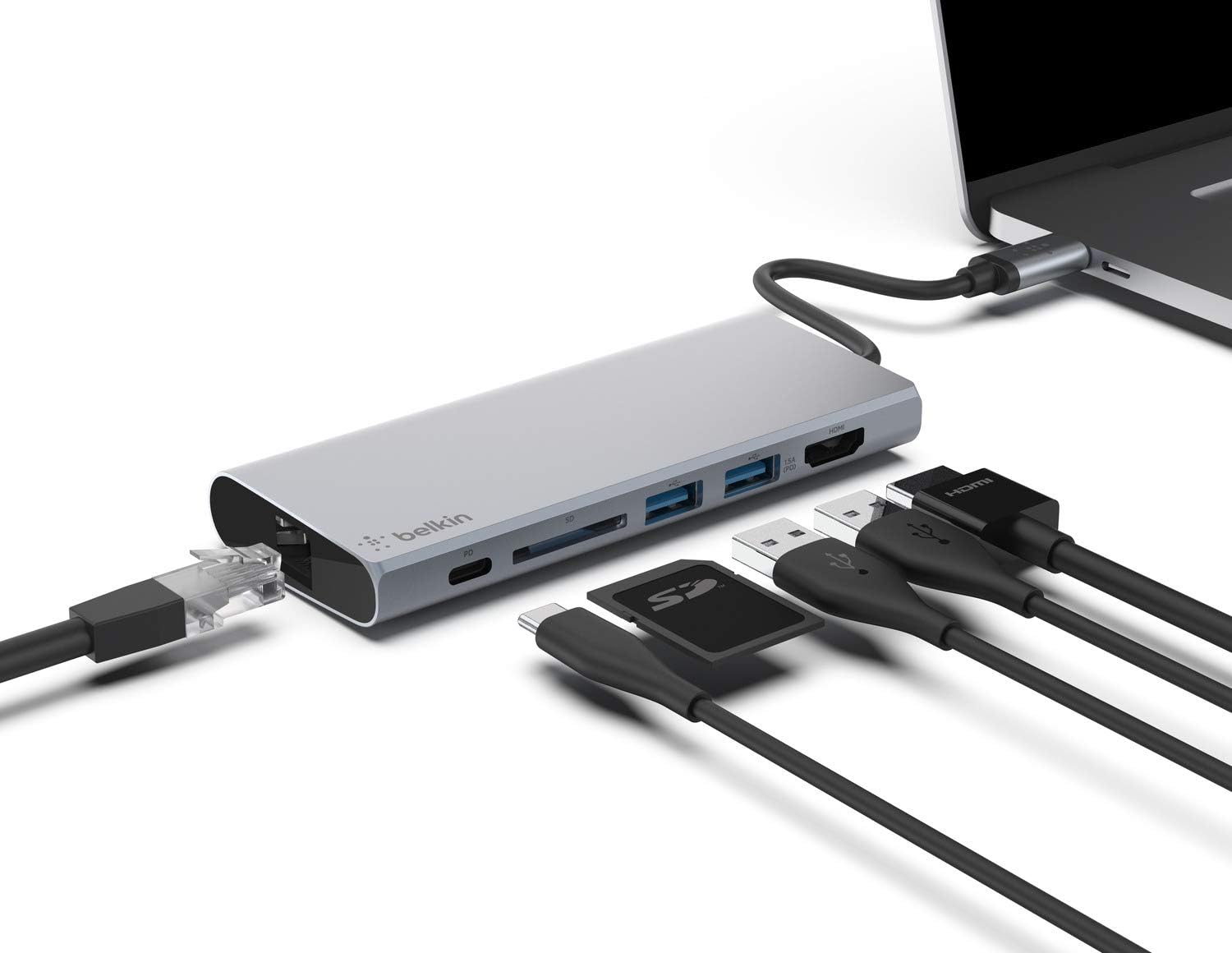 USB-C Hub with Tethered USB-C Cable I595