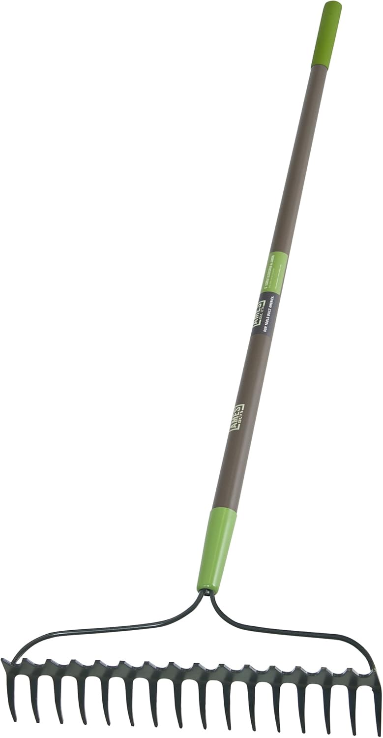 16-Tine Steel Bow Rake with Fiberglass Handle, 64-Inch R191