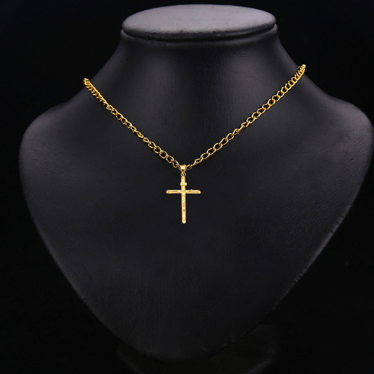 14K Yellow Gold Crucifix Charm Pendant 35 x 23 MM 1.3 grams B5005