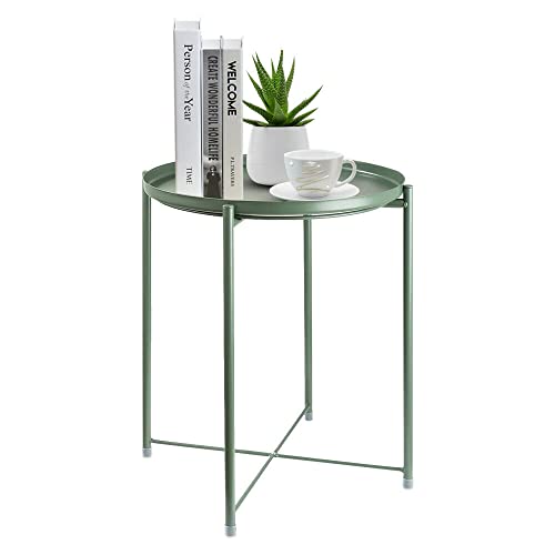 Green Round Metal Tray Side Table D2472