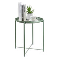 Green Round Metal Tray Side Table D2472