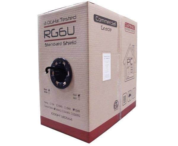 18 AWG 100% Al Foil 60% Al Braid CMR Black Coaxial Cable V689