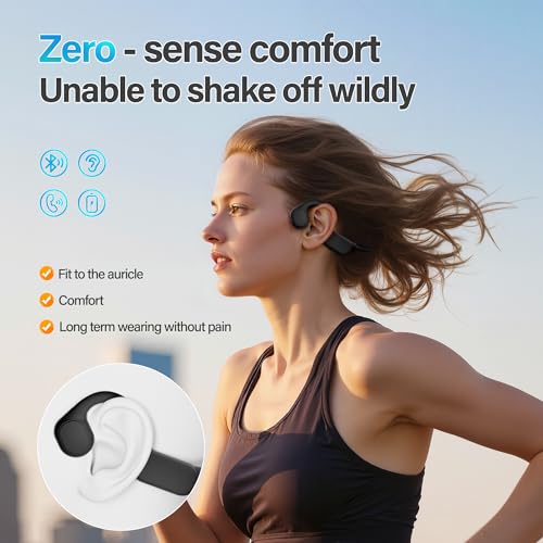 Black Wireless Open-Ear Headphones with Mic Q346