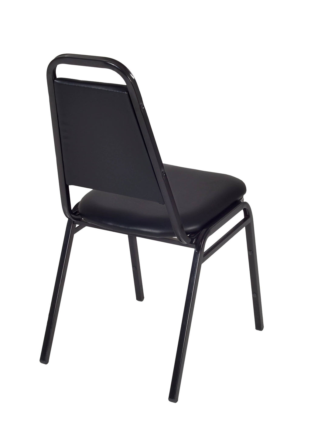 Beige 30x22 Round Breakroom Table with 4 Black Restaurant Stack Chairs R799681