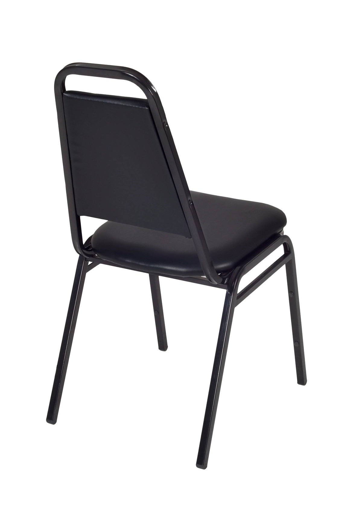 Beige 30x22 Round Breakroom Table with 4 Black Restaurant Stack Chairs R799681