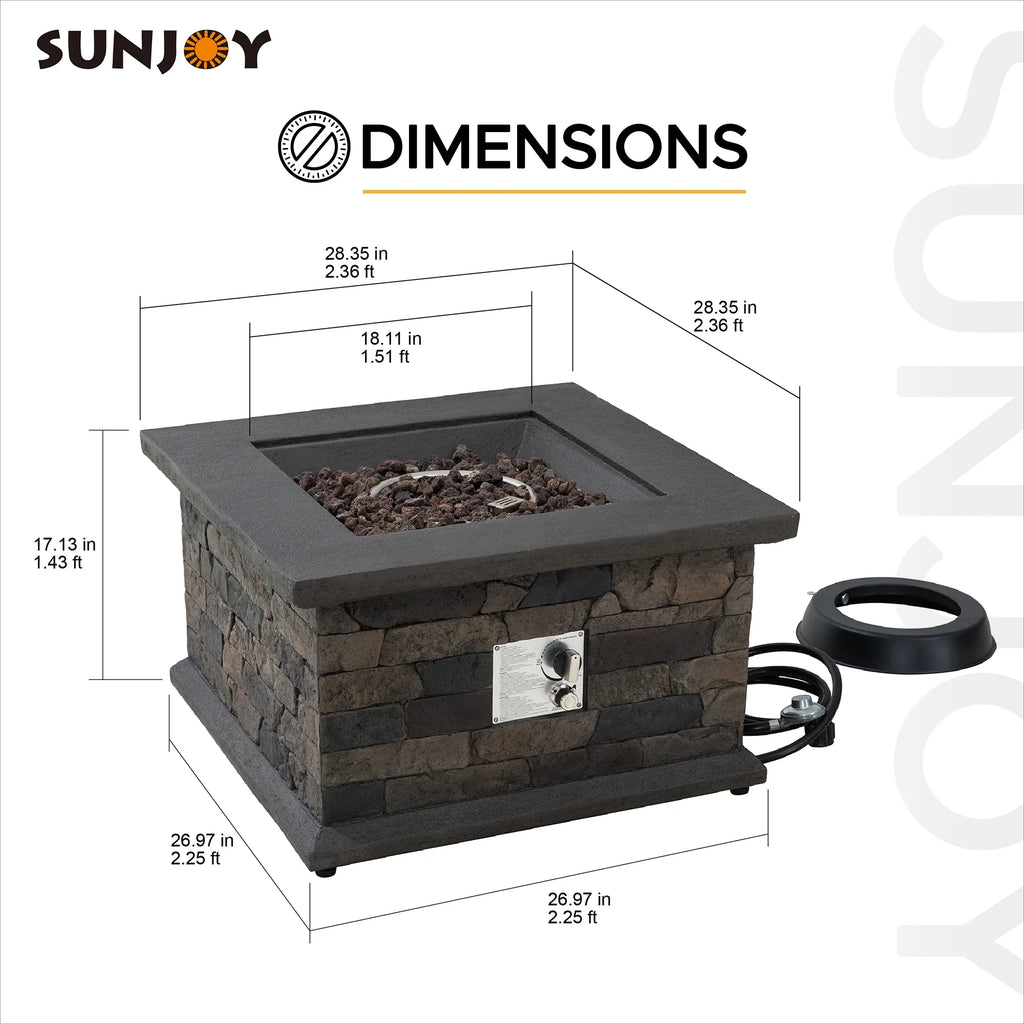 28 in. Smokeless Propane Gas Fire Pit Table with Lava Rocks O9353