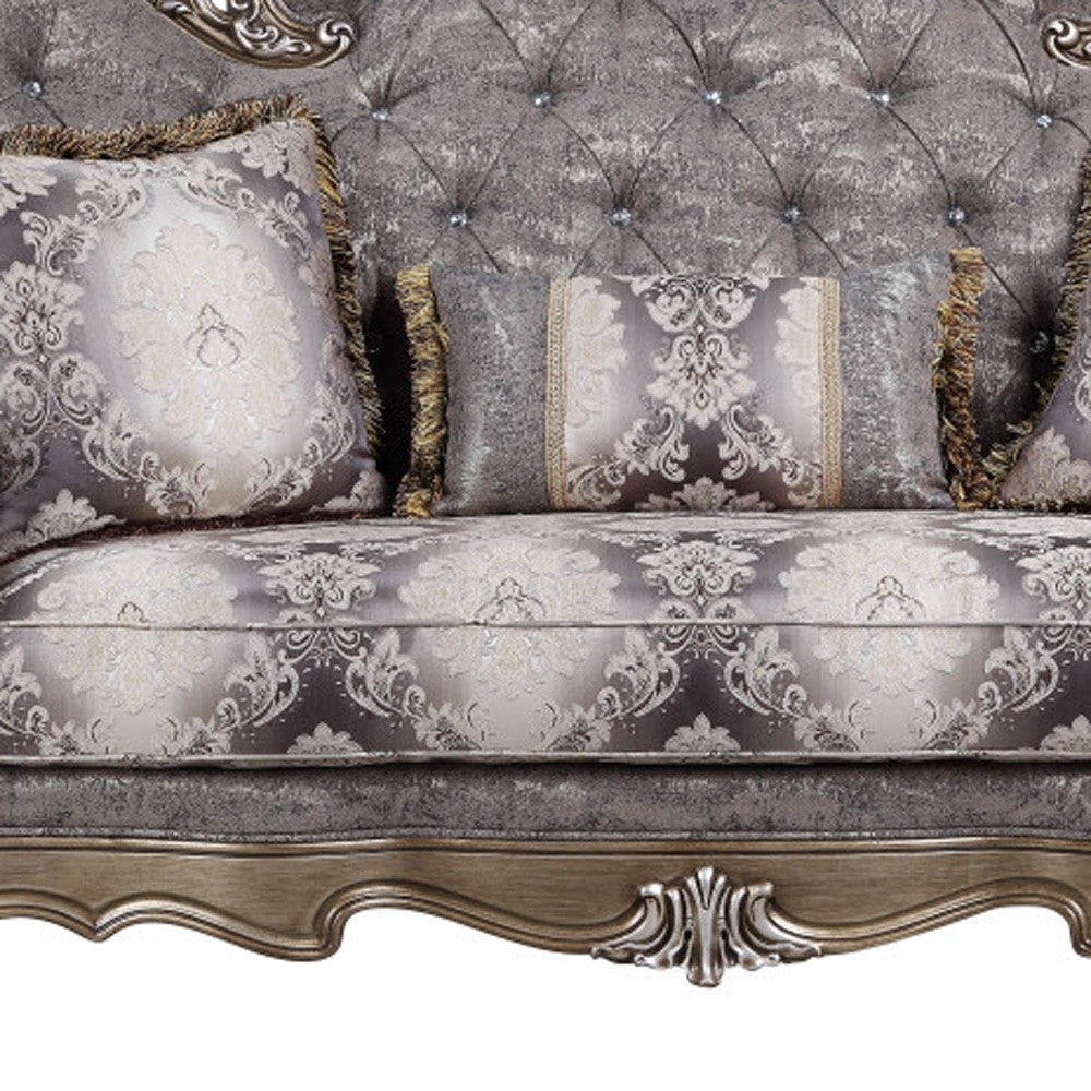 Grey Cotton Blend Love Seat Sofa with Toss Pillows M58258