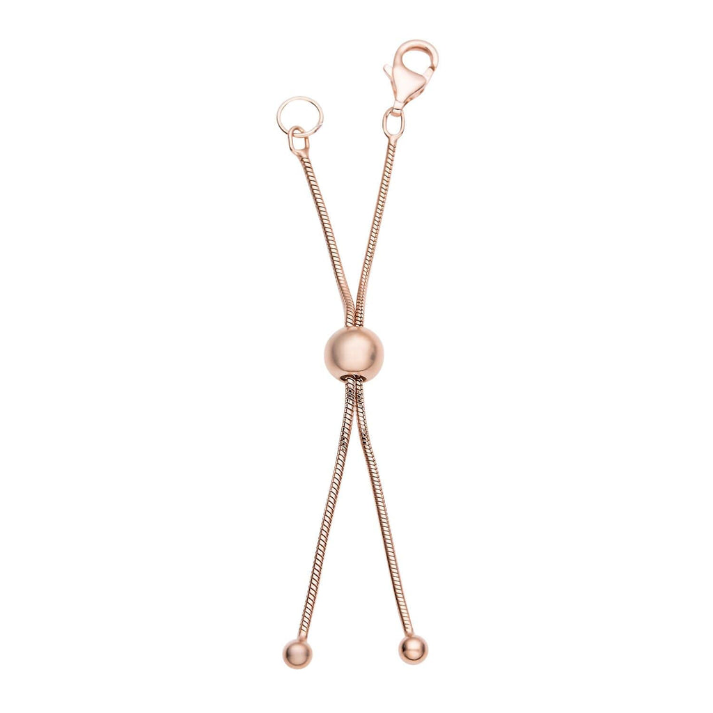 925 Sterling Silver 14K Rose Gold Plated Beaded 9mm Lobster Lock Snake Extender Chain 6mm Adjusting Bead L993893