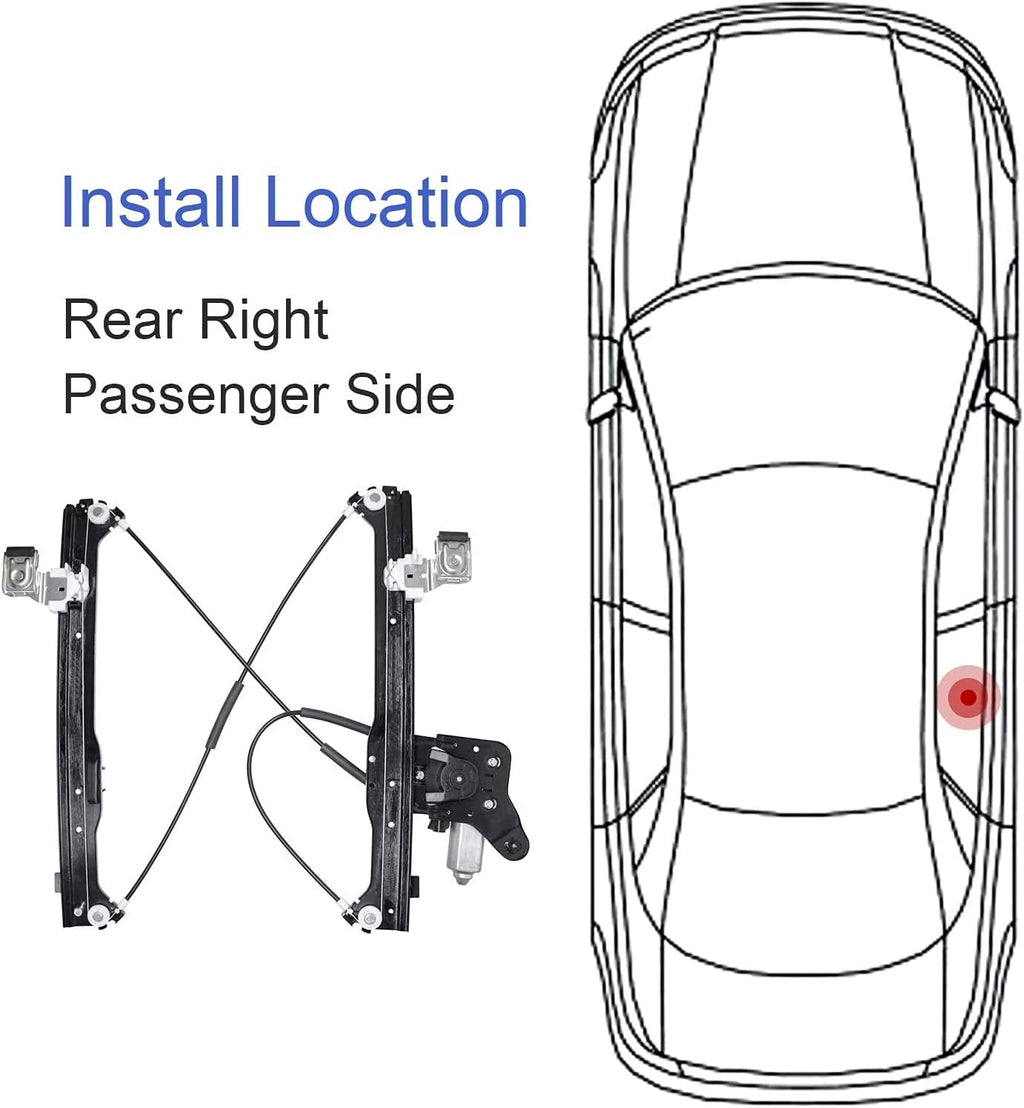Rear Passenger Power Window Regulator Compatible for 2001-2006 GMC Sierra 2500 HD 3500 & Chevrolet Suburban Silverado 1500 Cadillac Escalade Pack of 2 R54469
